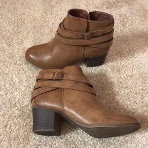 Brown booties 2.5 inch heel size 7